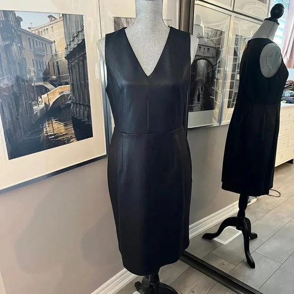 THALIA SODI Faux Leather Sleeveless Lined Dress Pockets, Size M - Picture 1 of 13